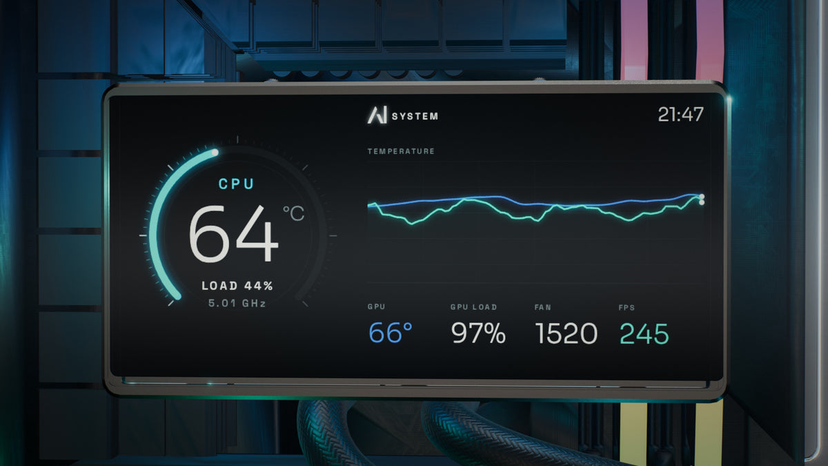 The pump head display showing live system telemetry