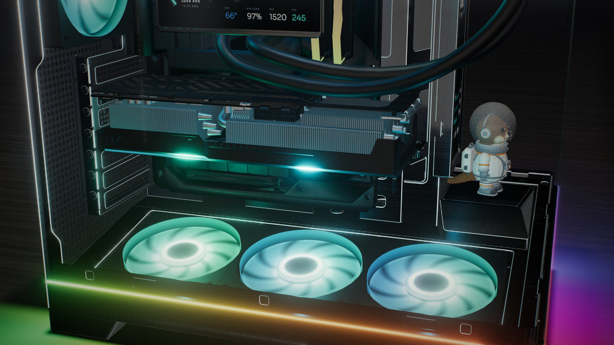 Bottom intake fans under the graphics card