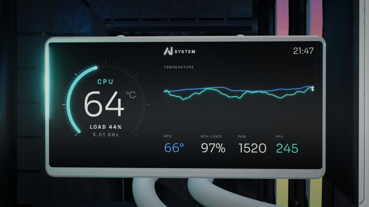 The pump head display showing live system telemetry